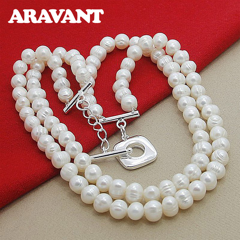 Pearl Trim Chain - Aravant 925 Silver Double Layered Pearl