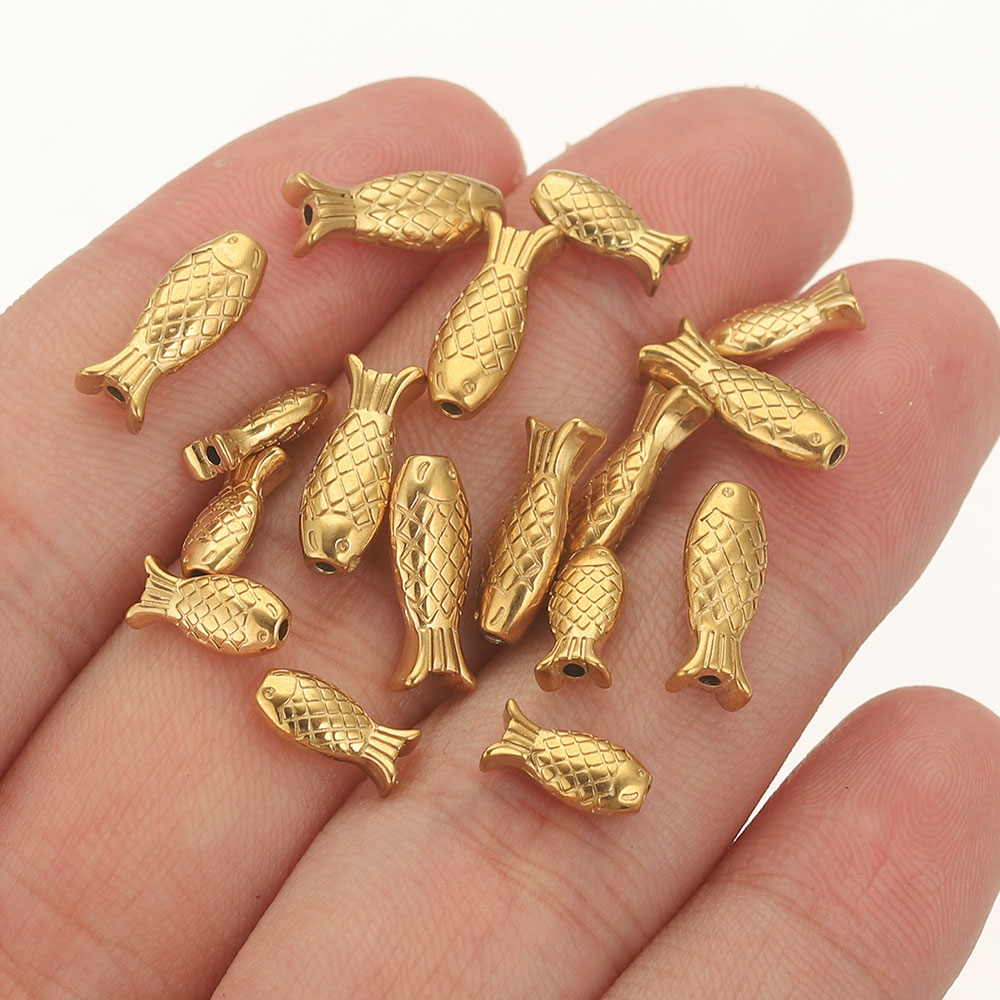 Embroidery Craft - 5PCS Stainless Steel Fish Charm Spacer