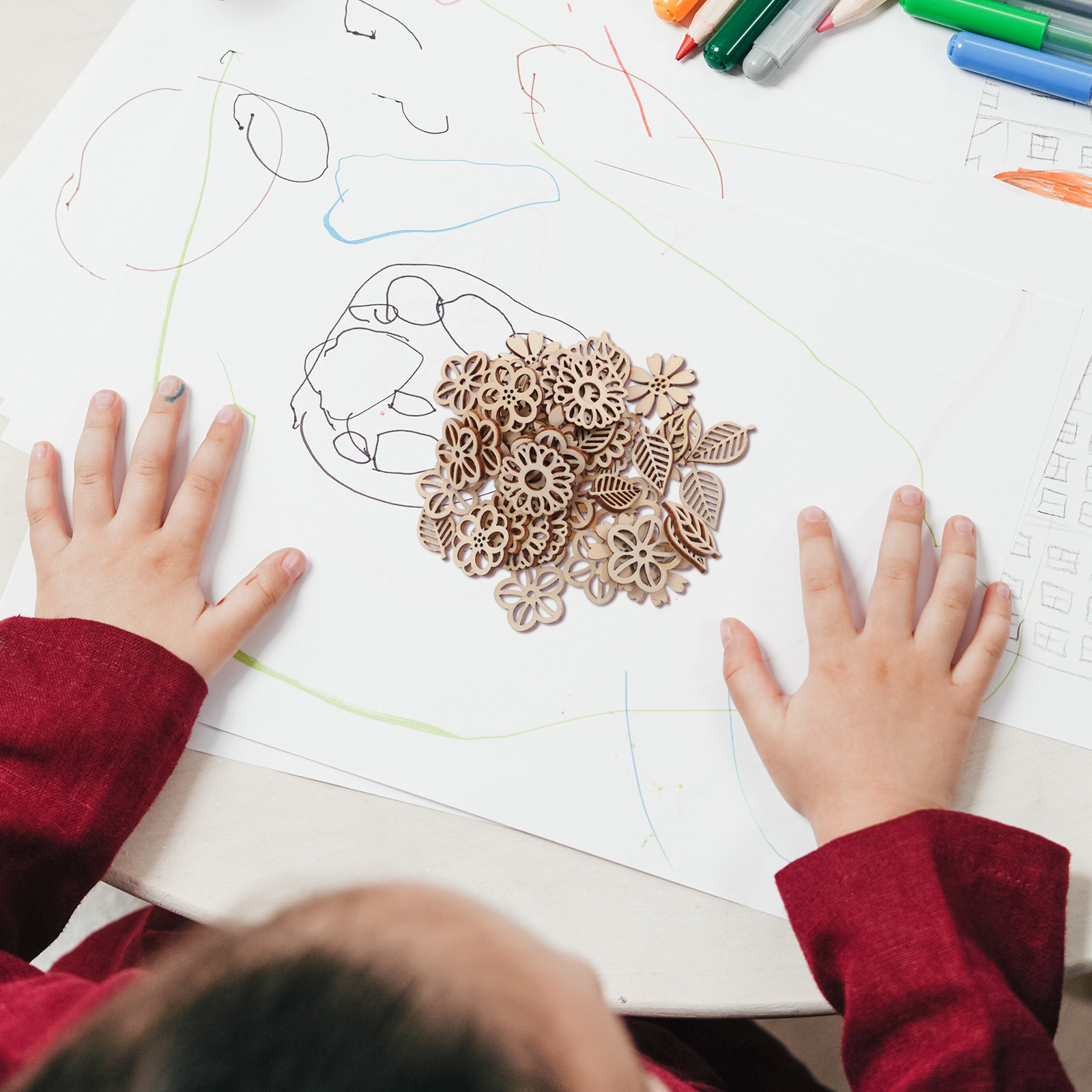 Craft Embellishments - 's Wooden Flower Cutouts Leaf Shape