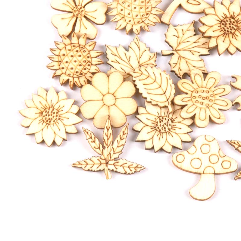 30Pcs 25-30mm Wood DIY Accesso - Craft Embellishments ulasan dan harga