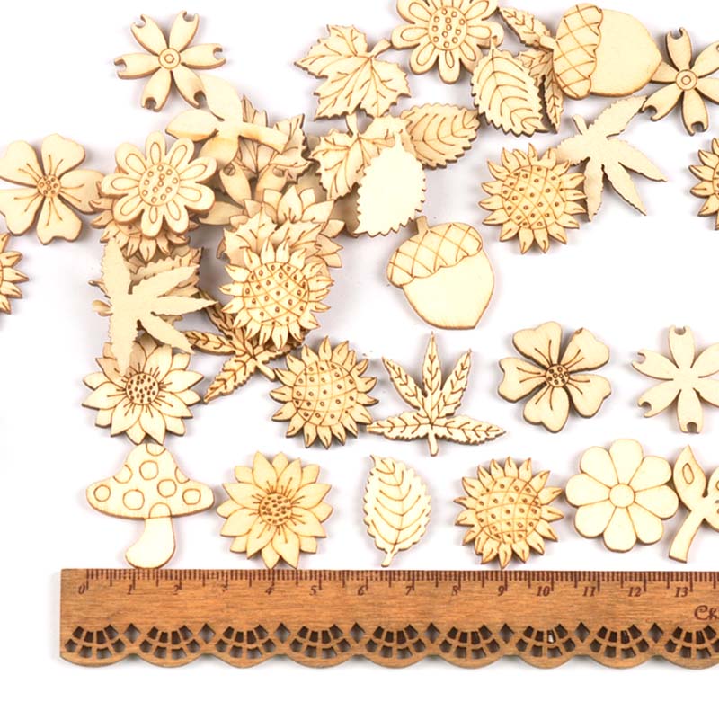 30Pcs 25-30mm Wood DIY Accesso - Craft Embellishments ulasan dan harga