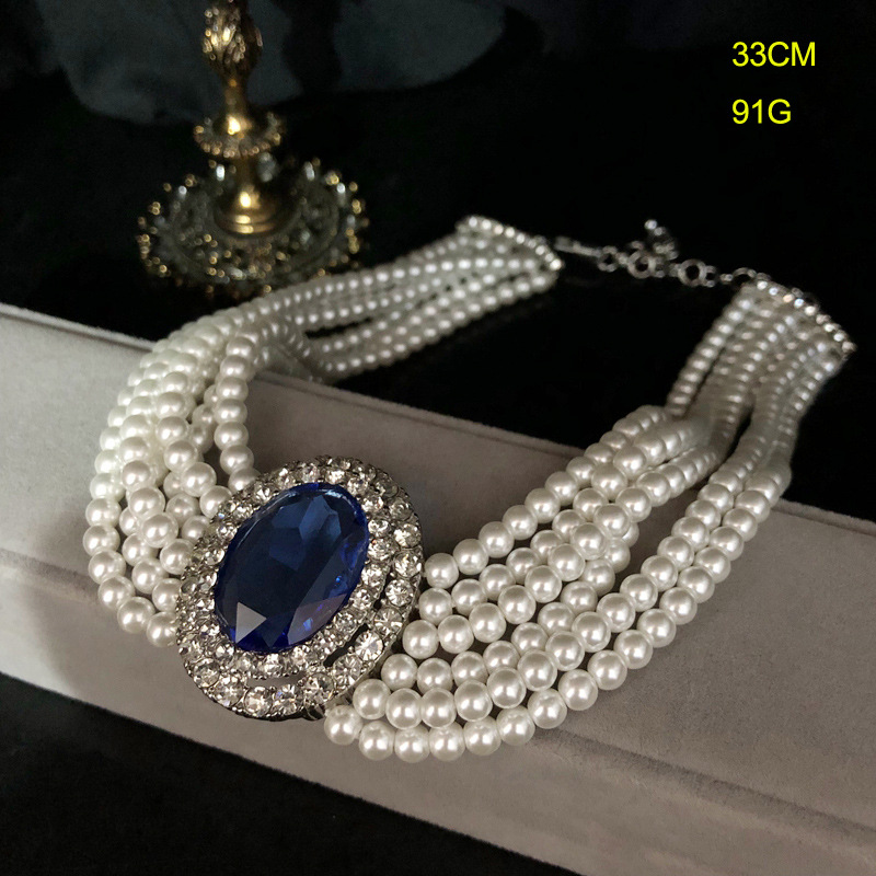 2026 French Retro Rhinestone I - Pearl Trim Chain ulasan dan harga