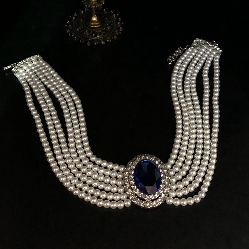 2026 French Retro Rhinestone I - Pearl Trim Chain ulasan dan harga