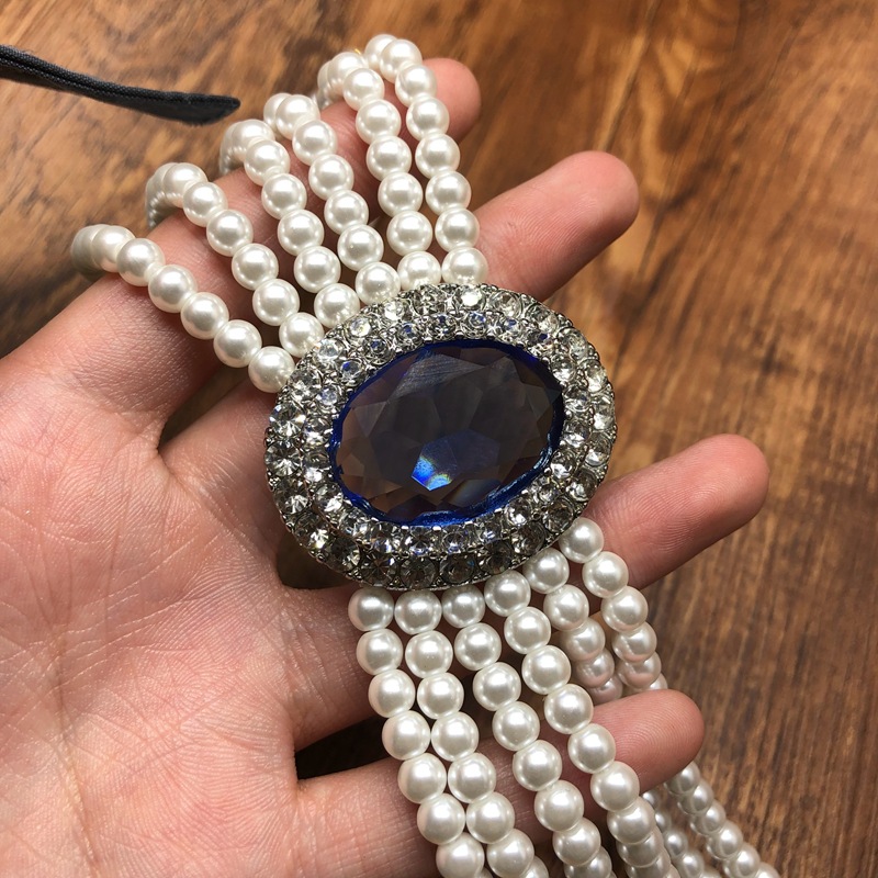 2026 French Retro Rhinestone I - Pearl Trim Chain ulasan dan harga