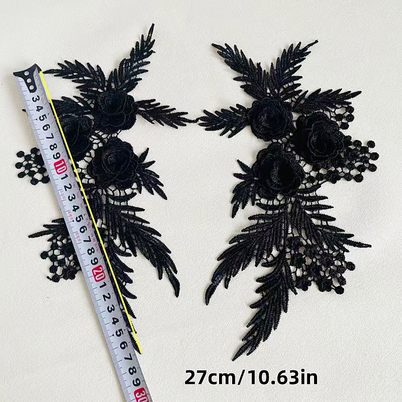 2Pieces/1 Pair Embroidery Sewi - Applique Patch Flower ulasan dan harga
