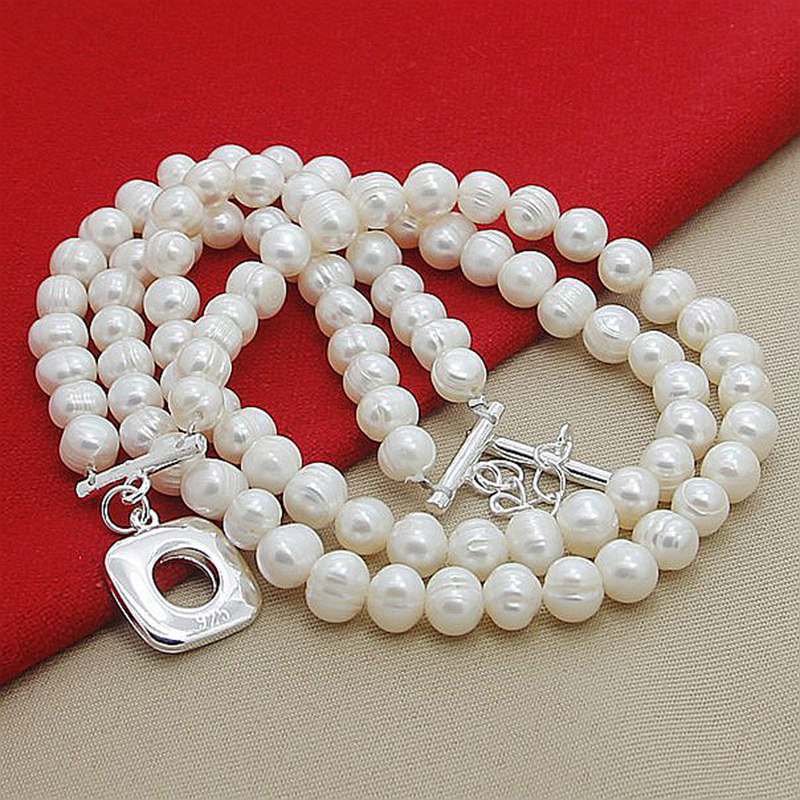 Aravant 925 Silver Double Laye - Pearl Trim Chain ulasan dan harga