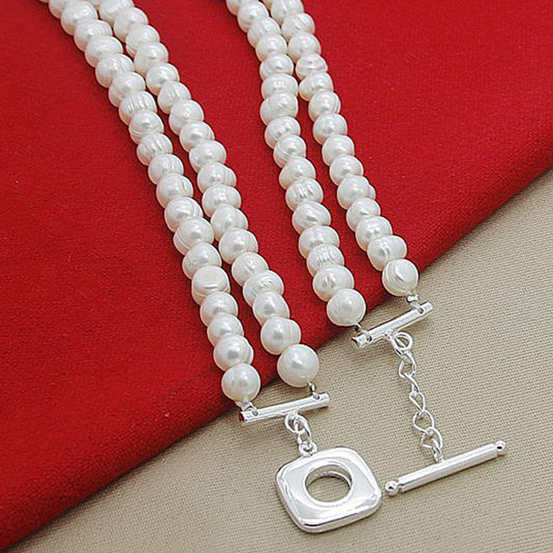 Aravant 925 Silver Double Laye - Pearl Trim Chain ulasan dan harga