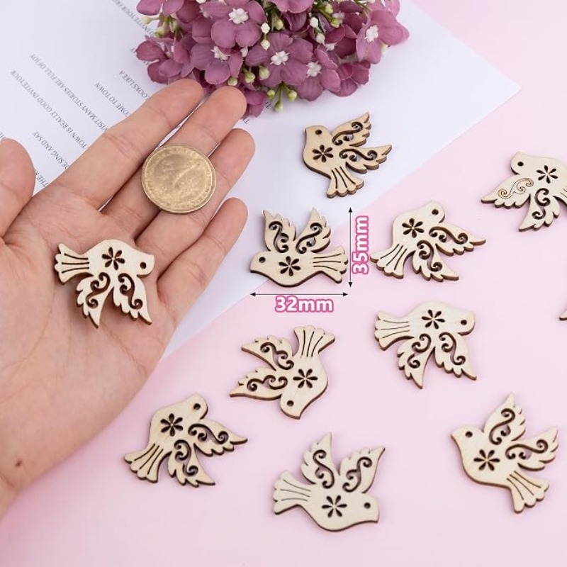 50pcs Unfinished Wooden Peace  - Craft Embellishments ulasan dan harga