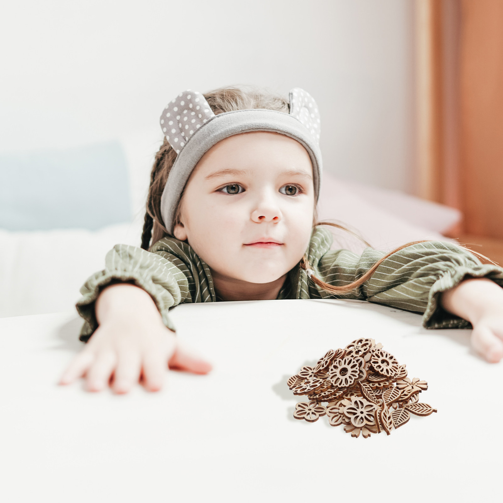 's Wooden Flower Cutouts Leaf  - Craft Embellishments ulasan dan harga