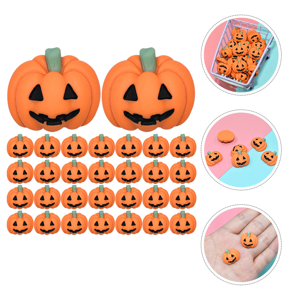 50Pcs Mini Resin Pumpkin Charm - Craft Embellishments ulasan dan harga