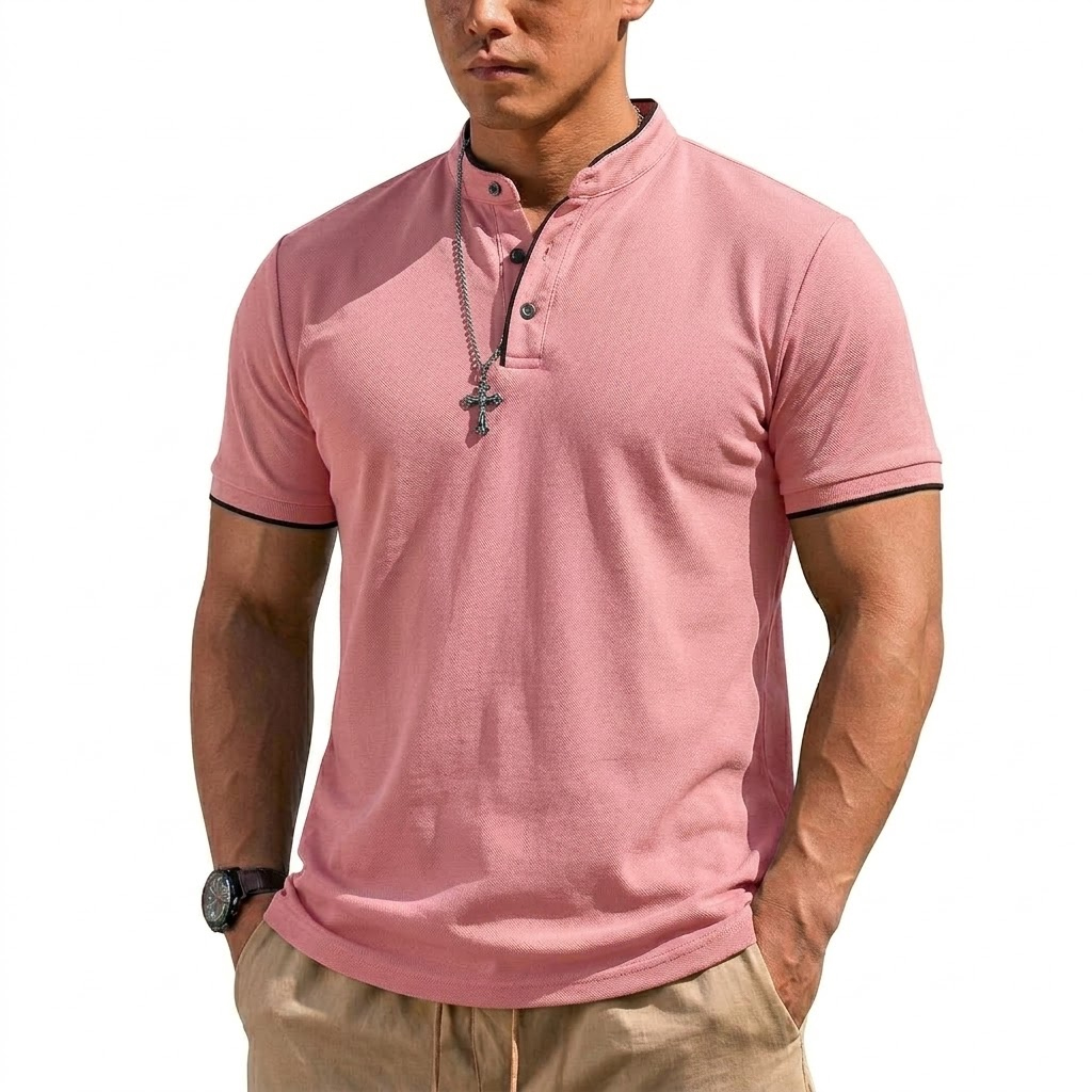 Summer Short Sleeve Henley Shi - Embellish Knit ulasan dan harga