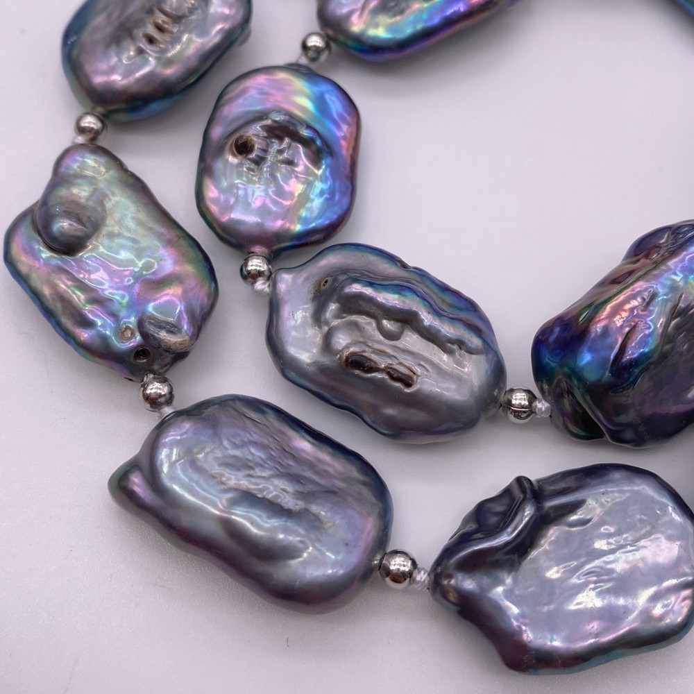 22mm Black Peacock Blue Flat P - Pearl Trim Chain ulasan dan harga