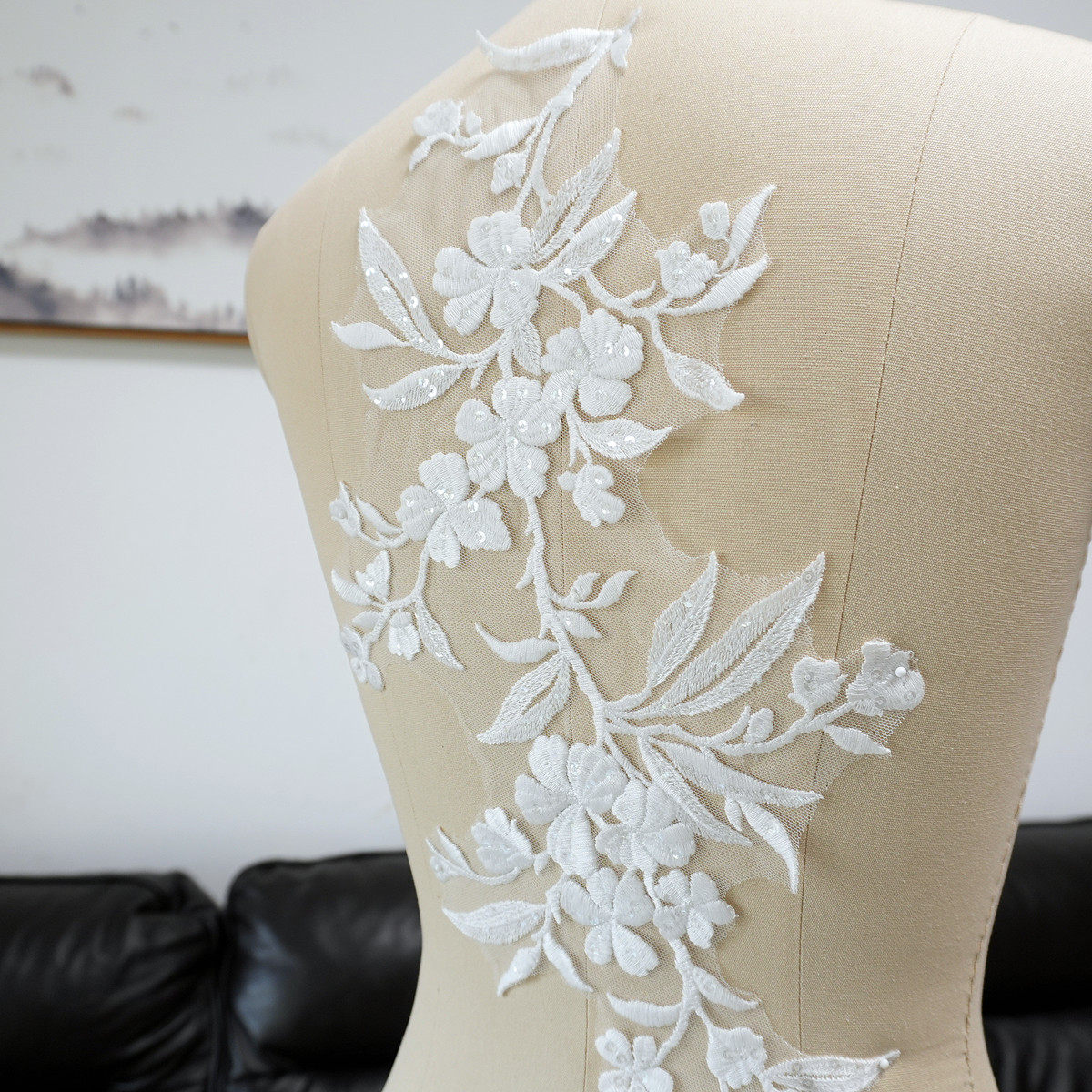 White Floral Leaf Sequins Appl - Craft Embellishments ulasan dan harga