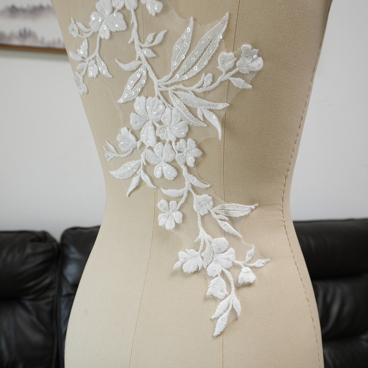 White Floral Leaf Sequins Appl - Craft Embellishments ulasan dan harga